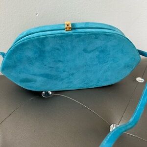 SALE!  Andrea Pfister Neiman Marcus 80s Vintage Blue Suede Handbag Made in Italy